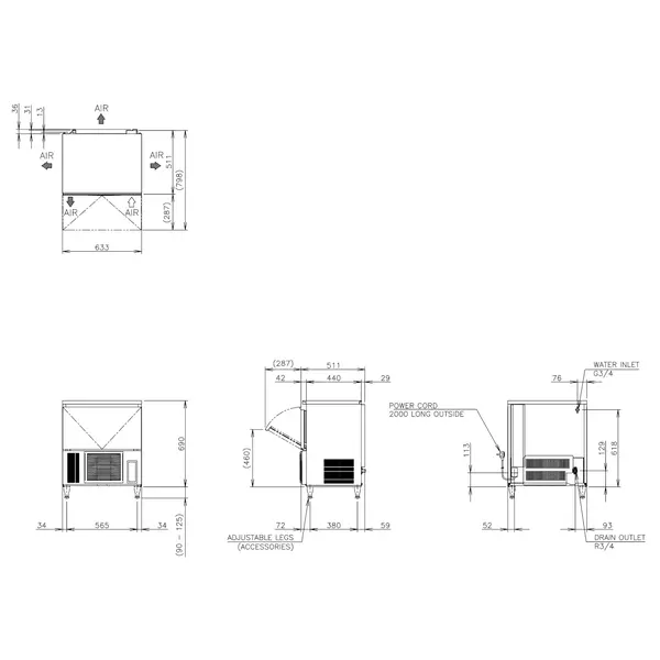 IJsblokjesmachine | IM-SERIE (UltraCUBE) | Volle Blokjes (13g) | 42kg/24u | Bunker 15kg | Luchtgekoeld | 633x511x690/815(h)mm