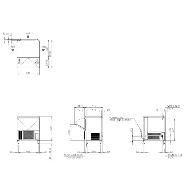 IJsblokjesmachine | IM-SERIE (UltraCUBE) | Volle Blokjes (23g) | 47kg/24u | Bunker 15kg | Luchtgekoeld | 633x511x690/815(h)mm