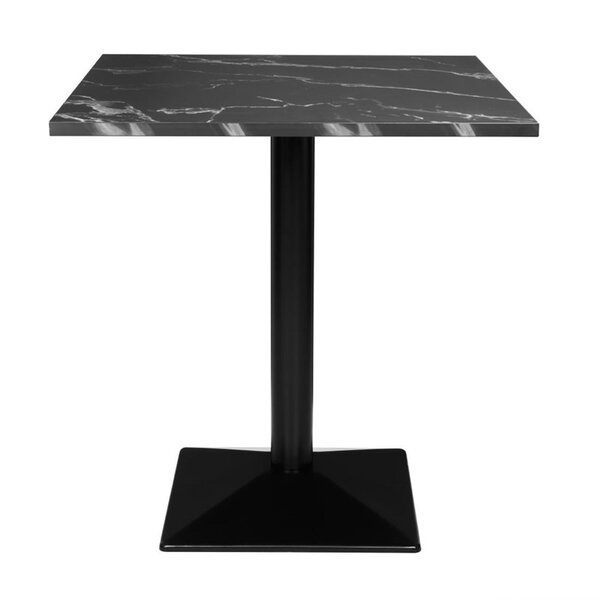 Tafel | Kunststof/Staal | Marmerlook Blad | Zwart Frame | Indoor | 700x700x750(h)mm