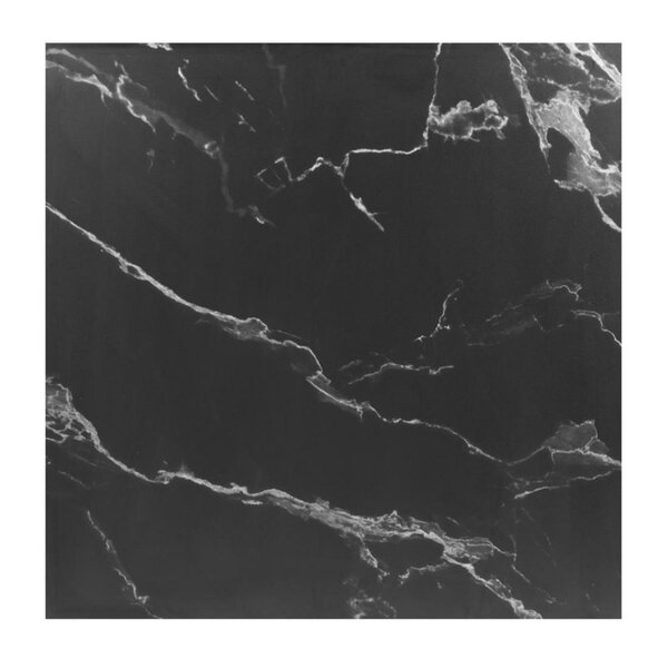 Tafel | Kunststof/Staal | Marmerlook Blad | Zwart Frame | Indoor | 700x700x750(h)mm