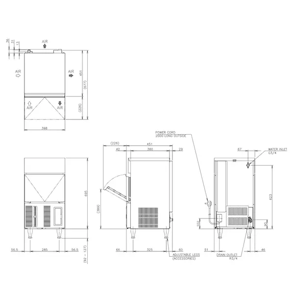 IJsblokjesmachine | IM-SERIE (CUBE) | Volle Blokjes (23g) | 34kg/24u | Bunker 11.5kg | Luchtgekoeld | 398x451x695/820(h)mm
