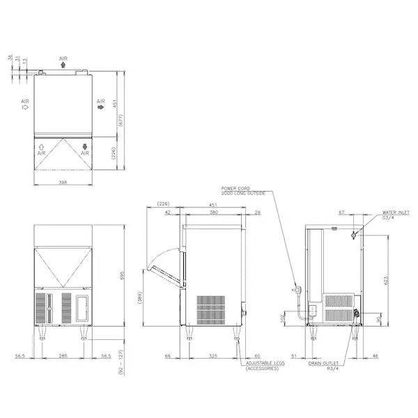 IJsblokjesmachine | IM-SERIE (CUBE) | Volle Blokjes (13g) | 27kg/24u | Bunker 11.5kg | Luchtgekoeld | 398x451x695/820(h)mm