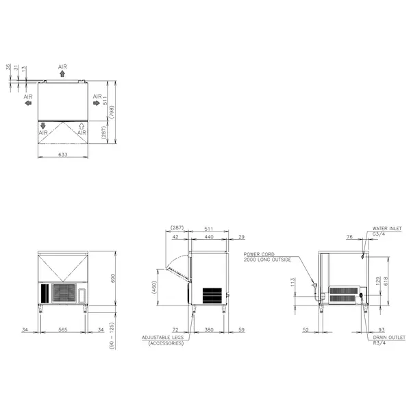IJsblokjesmachine | IM-SERIE (CUBE) | Volle Blokjes (13g) | 42kg/24u | Bunker 15kg | Luchtgekoeld | 633x511x690/815(h)mm