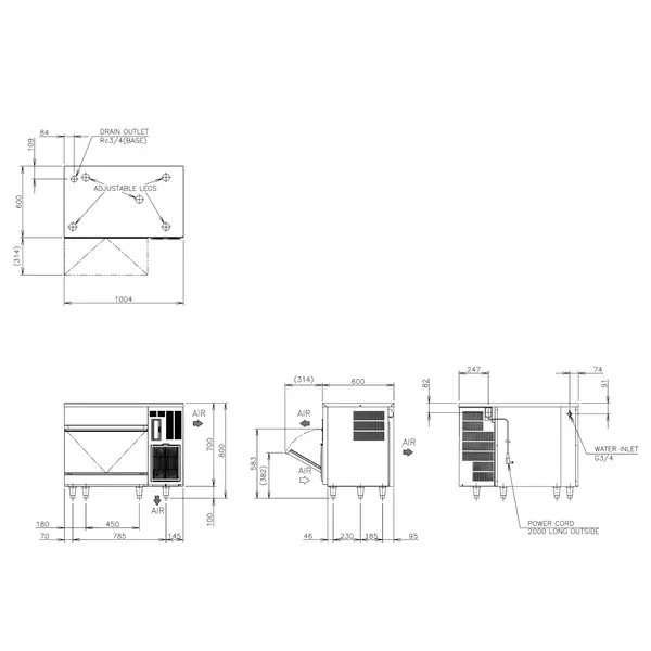 IJsblokjesmachine | IM-SERIE (CUBE) | Volle Blokjes (17g) | 103kg/24u | Bunker 38kg | Luchtgekoeld | 1004x600x700/800(h)mm