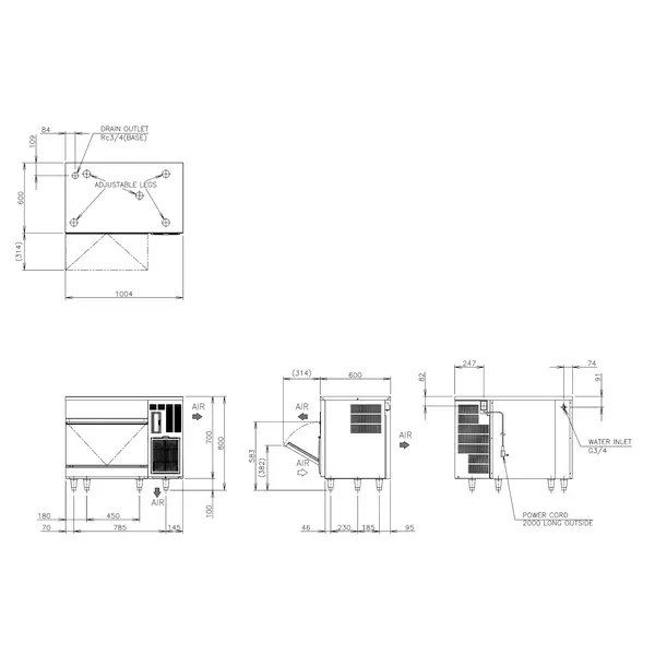 IJsblokjesmachine | IM-SERIE (CUBE) | Volle Blokjes (31g) | 116kg/24u | Bunker 38kg | Luchtgekoeld | 1004x600x700/800(h)mm