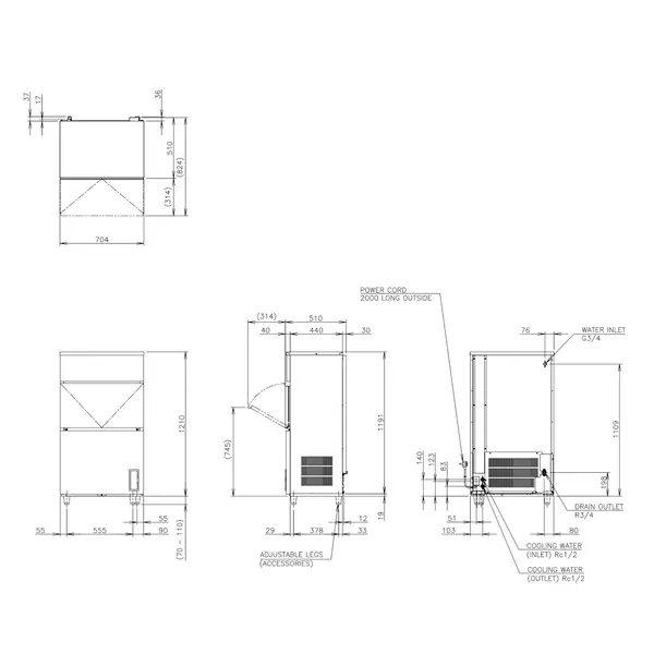 IJsblokjesmachine | IM-SERIE (CUBE) | Volle Blokjes (23g) | 108kg/24u | Bunker 50kg | Watergekoeld | 704x506x1210/1320(h)mm