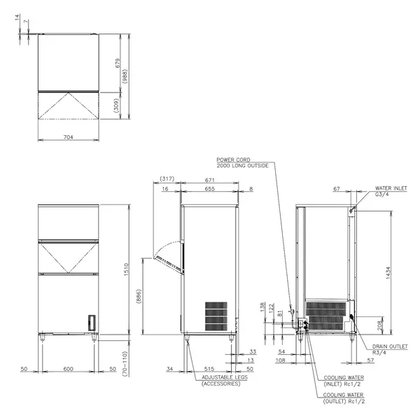 IJsblokjesmachine | IM-SERIE (UltraCUBE) | Volle Blokjes (17g) | 190kg/24u | Bunker 110kg | Watergekoeld | 704x665x1510/1620(h)mmIJsblokjesmachine | IM-SERIE (UltraCUBE) | Volle Blokjes (17g) | 190kg/24u | Bunker 110kg | Watergekoeld | 704x665x1510/1620(h
