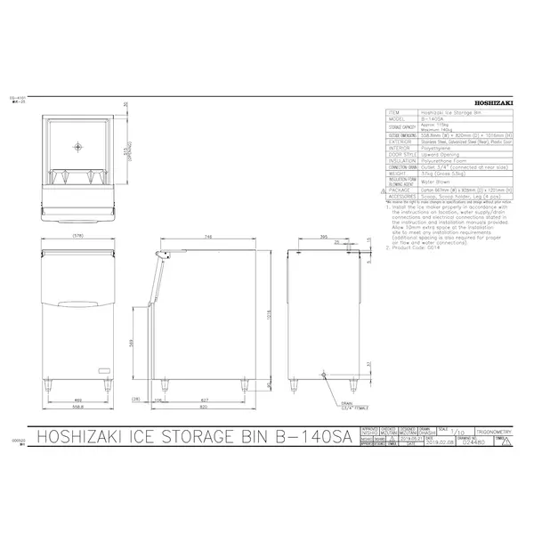 IJsblokjesbunker | 140kg | 559x820x1016/1136(h)mm