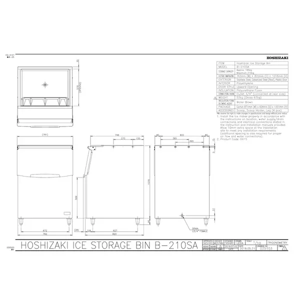 IJsblokjesbunker | 210kg | 762x820x1016/1136(h)mm