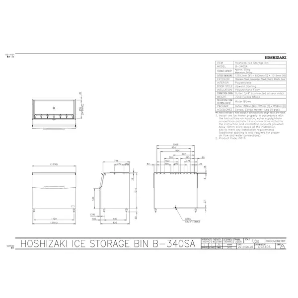 IJsblokjesbunker | 340kg | 1219x820x1016/1136(h)mm