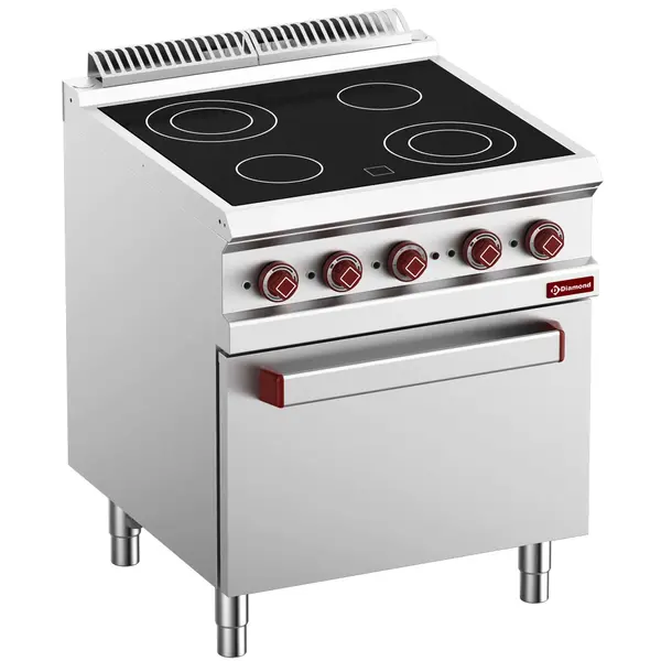 Glaskeramisch Fornuis + Oven | OPTIMA 700 | Elektrisch | 4 Kookpunten + 2/1 GN Oven | 13.9kW (400V) | 700x700x850/920(h)mm