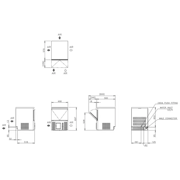 Korrelijsmachine | CM-SERIE | 55kg/24u | Bunker 18kg | Luchtgekoeld | 498x570x697(h)mm
