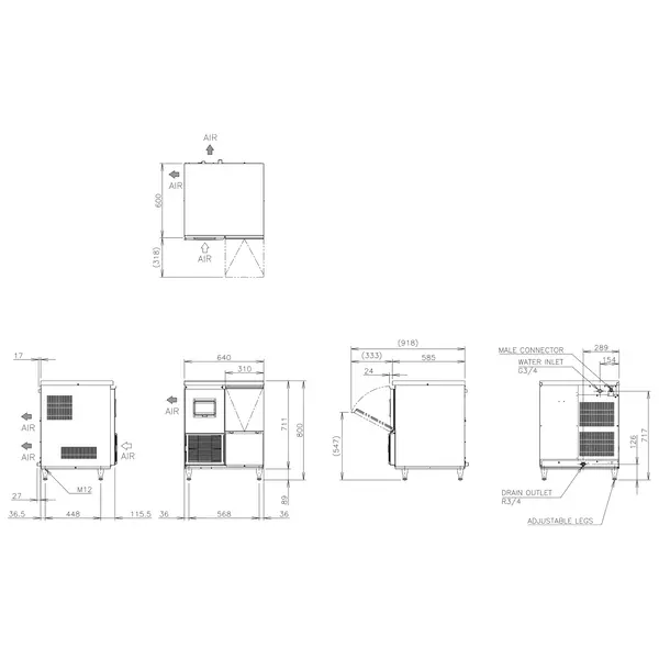 Schilferijsmachine | FM-SERIE | 85kg/24u | Bunker 26kg | Luchtgekoeld | 640x600x800/889(h)mm