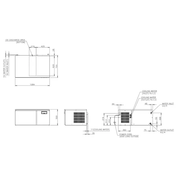 IJsblokjesmachine | IM-SERIE (UltraCUBE) | Volle Blokjes (23g) | 209kg/24u | Zonder Bunker | Watergekoeld | Stapelbaar | 1084x700x500(h)mm
