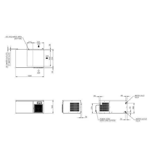 IJsblokjesmachine | IM-SERIE (UltraCUBE) | Volle Blokjes (31g) | 190kg/24u | Zonder Bunker | Luchtgekoeld | Stapelbaar | 1084x700x500(h)mm