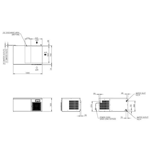 IJsblokjesmachine | IM-SERIE (UltraCUBE) | Volle Blokjes (17g) | 180kg/24u | Zonder Bunker | Luchtgekoeld | Stapelbaar | 1084x700x500(h)mm