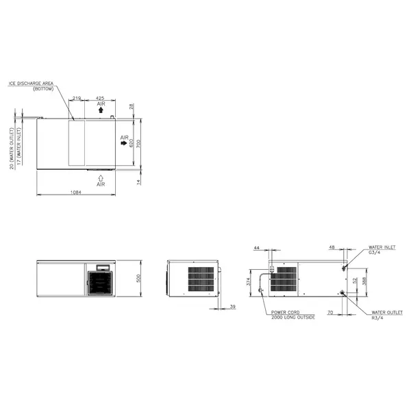 IJsblokjesmachine | IM-SERIE (UltraCUBE) | Volle Blokjes (23g) | 210kg/24u | Zonder Bunker | Luchtgekoeld | Stapelbaar | 1084x700x500(h)mm