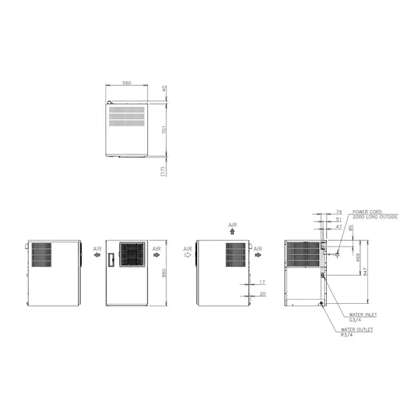 IJsblokjesmachine | IM-SERIE (UltraCUBE) | Volle Blokjes (17g) | 100kg/24u | Zonder Bunker | Luchtgekoeld | 560x700x880(h)mm