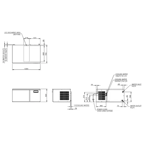 IJsblokjesmachine | IM-SERIE (CUBE) | Volle Blokjes (23g) | 209kg/24u | Zonder Bunker | Watergekoeld | Stapelbaar | 1084x700x500(h)mm