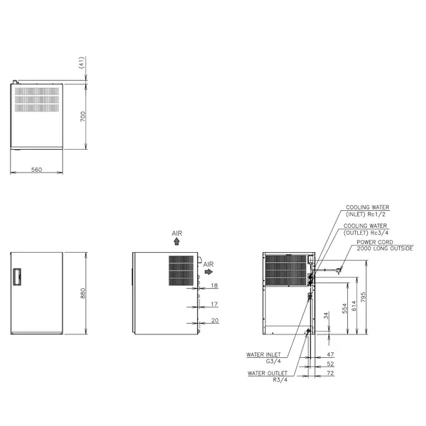 IJsblokjesmachine | IM-SERIE (CUBE) | Volle Blokjes (17g) | 170kg/24u | Zonder Bunker | Watergekoeld | 560x700x880(h)mm