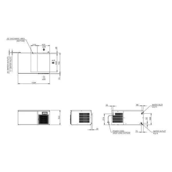IJsblokjesmachine | IM-SERIE (CUBE) | Volle Blokjes (17g) | 180kg/24u | Zonder Bunker | Luchtgekoeld | Stapelbaar | 1084x700x500(h)mm