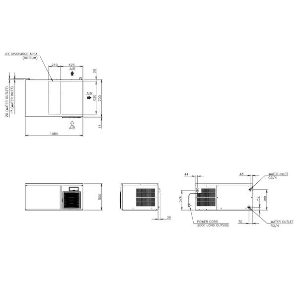 IJsblokjesmachine | IM-SERIE (CUBE) | Volle Blokjes (17g) | 180kg/24u | Zonder Bunker | Luchtgekoeld | Stapelbaar | 1084x700x500(h)mm