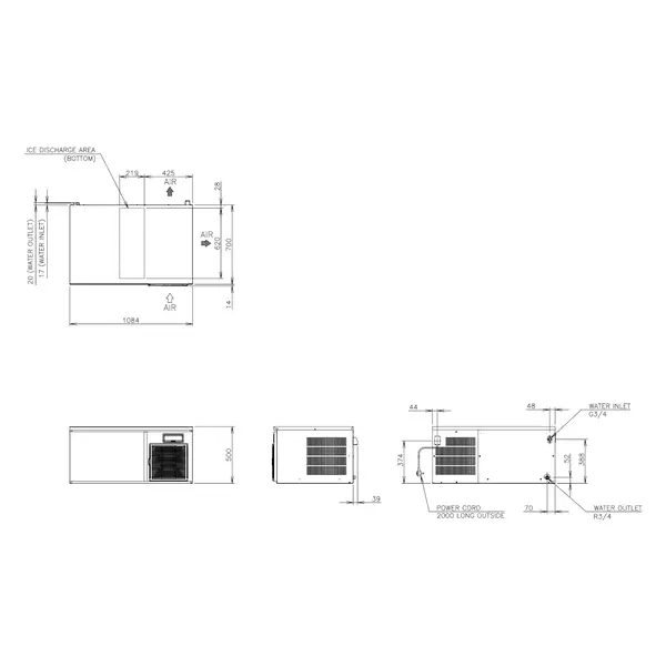 IJsblokjesmachine | IM-SERIE (CUBE) | Volle Blokjes (23g) | 210kg/24u | Zonder Bunker | Luchtgekoeld | Stapelbaar | 1084x700x500(h)mm
