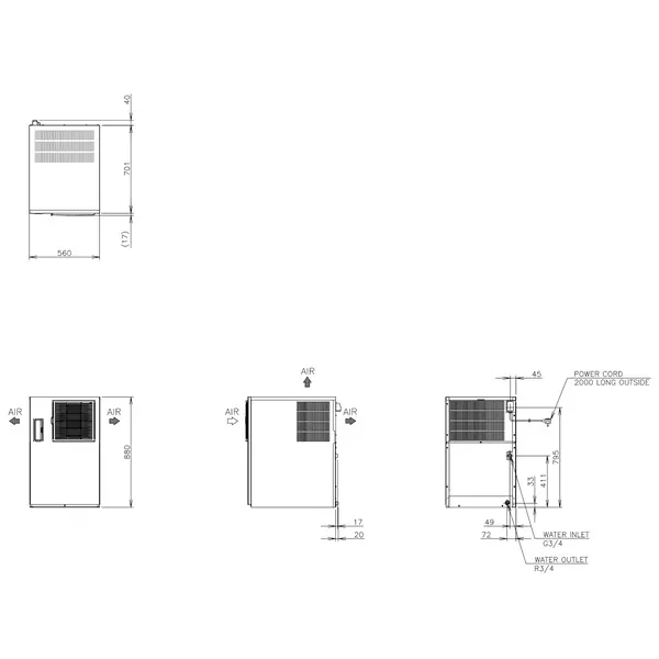 IJsblokjesmachine | IM-SERIE (CUBE) | Volle Blokjes (23g) | 210kg/24u | Zonder Bunker | Luchtgekoeld | 560x700x880(h)mm