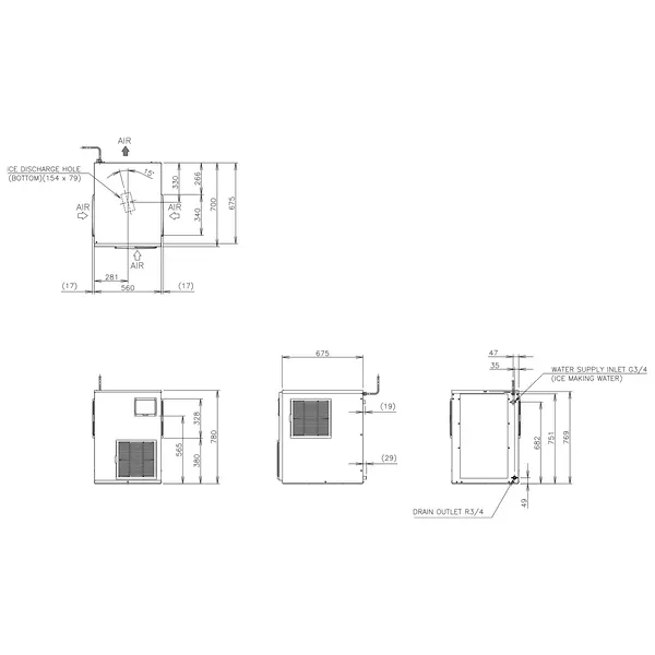 Schilferijsmachine | FM-SERIE | 600kg/24u | Zonder Bunker | Luchtgekoeld | 560x700x780(h)mm