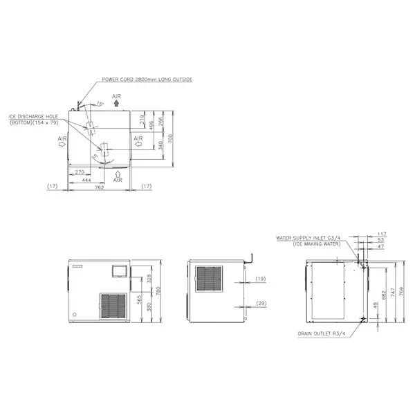 Korrelijsmachine | FM-SERIE | 860kg/24u | Zonder Bunker | Luchtgekoeld | 762x700x780(h)mm