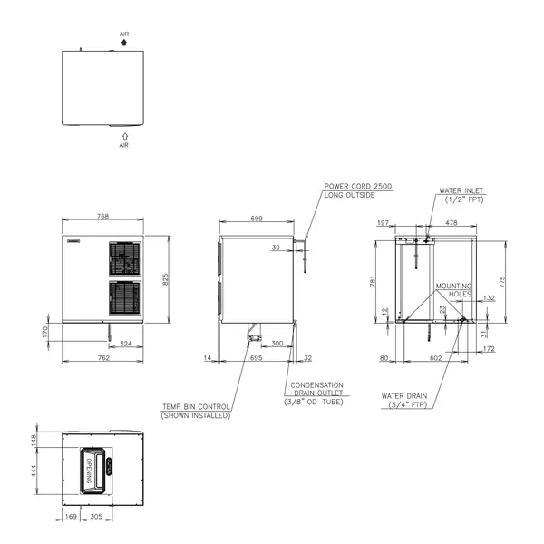 IJsblokjesmachine | KM-SERIE | Halvemaan Blokjes (10g) | 495kg/24u | Zonder Bunker | Luchtgekoeld | 762x695x825(h)mm