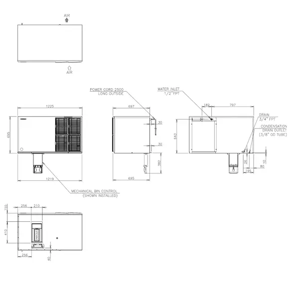 IJsblokjesmachine | KM-SERIE | Halvemaan Blokjes (10g) | 630kg/24u | Zonder Bunker | Luchtgekoeld | 1225x695x695(h)mm
