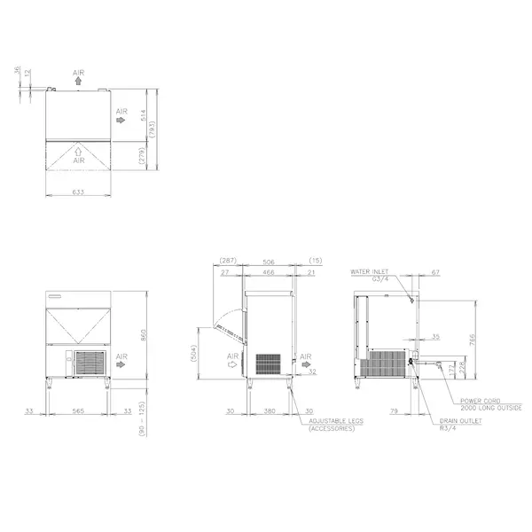 IJsblokjesmachine | IM-SERIE | Bolvormig IJs (45g) | 28kg/24u | Bunker 17kg | Luchtgekoeld | 633x506x860/985(h)mm