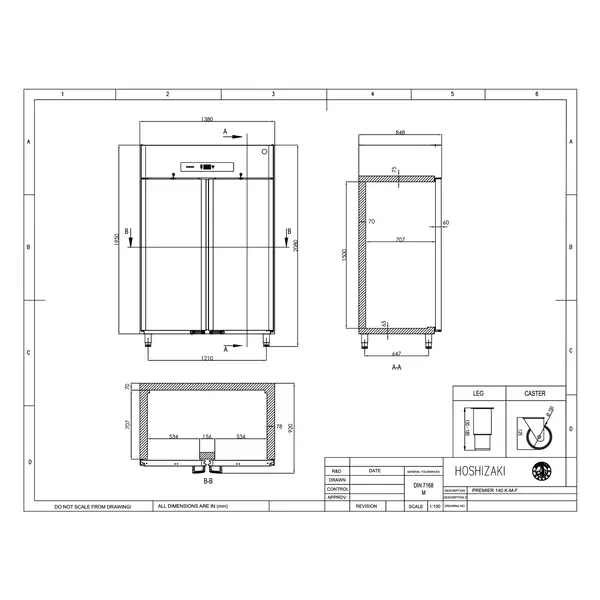 Vrieskast | PREMIER | 1400L (2/1 GN) | RVS | -5°C/-25°C | Geforceerd | Voetbediening | 1380x848x2080/2130(h)mm