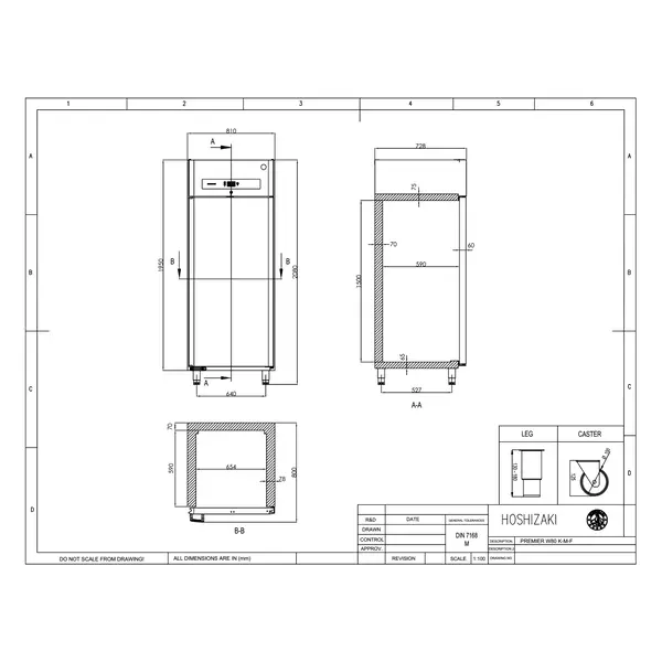 Koelkast | PREMIER | Energiezuinig | 700L (2/1 GN) | RVS | +2°C/+12°C | Geforceerd | Voetbediening | 810x728x2080/2130(h)mm