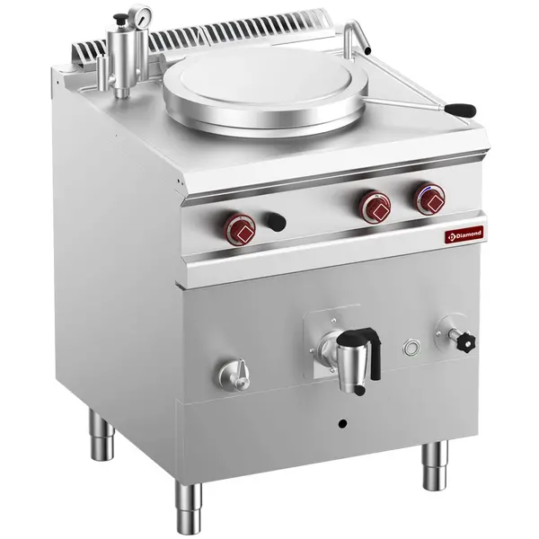 Kookketel | OPTIMA 700 | Gas | 50L | Indirecte Verhitting | 12.5kW | Piëzo Ontsteking | Vulkraan + Aftapkraan | 700x700x850/920(h)mm