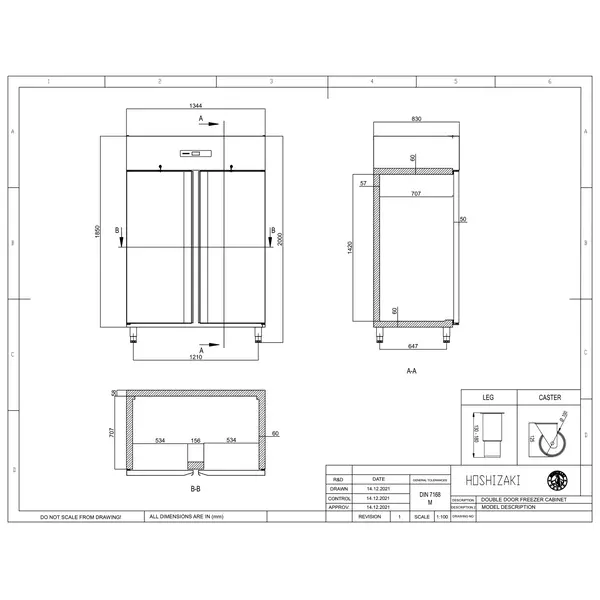 Vrieskast | ADVANCE | 1200L (2/1 GN) | RVS | -12°C/-25°C | Geforceerd | 1344x830x1980/2030(h)mm