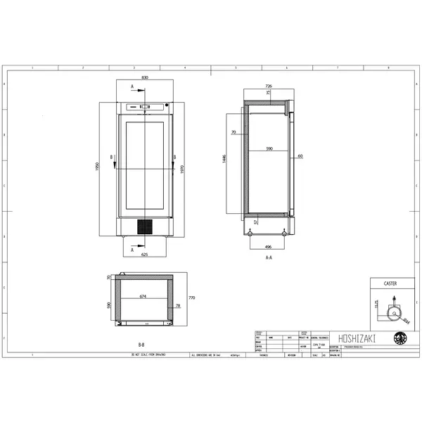 Koelkast | PREMIER | 610L (2/1 GN) | RVS | +2°C/+12°C | Geforceerd | Wielen | 830x770x1970(h)mm