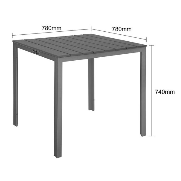 Tafel | VALLETTA | Kunststof | Grijs | In-/Outdoor | 780x780x742(h)mm