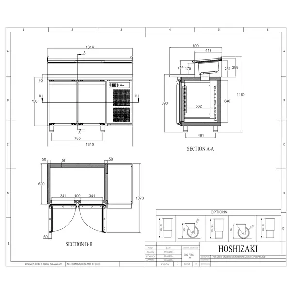 Saladette | PREMIER | 301L | 2 Deuren (1/1 GN) | Boven 7x 1/3 GN | +2°C/+12°C | Geforceerd | Klapdeksel | 1314x800x890/1160(h)mm