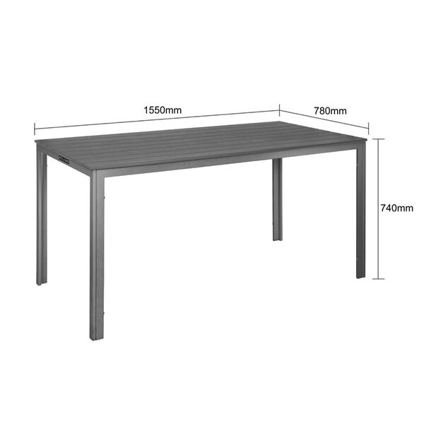 Tafel | VALLETTA | Kunststof | Grijs | In-/Outdoor | 1560x780x742(h)mm