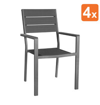 Bolero Stoelen | VALLETTA | Kunststof | Grey | In-/Outdoor | Stapelbaar | 4 Stuks | 600x548x890(h)mm 