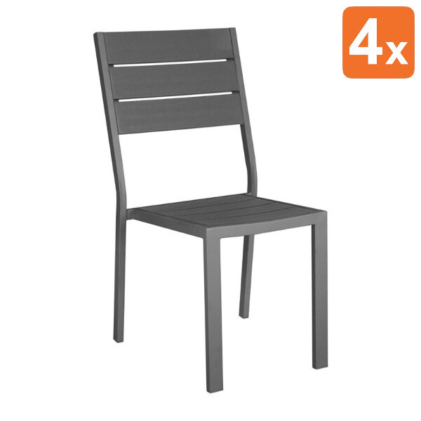 Stoelen | VALLETTA | Kunststof | Grey | In-/Outdoor | Stapelbaar | 4 Stuks | 445x510x890(h)mm