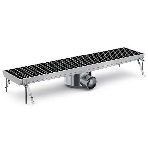 Vloerput | RVS | Afvoeraansluiting Ø75mm | 891x200x140(h)mm