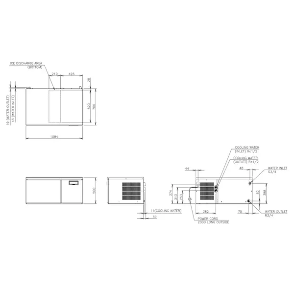 IJsblokjesmachine | IM-SERIE (UltraCUBE) | Volle Blokjes (17g) | 190kg/24u | Zonder Bunker | Watergekoeld | Stapelbaar | 1084x700x500(h)mm