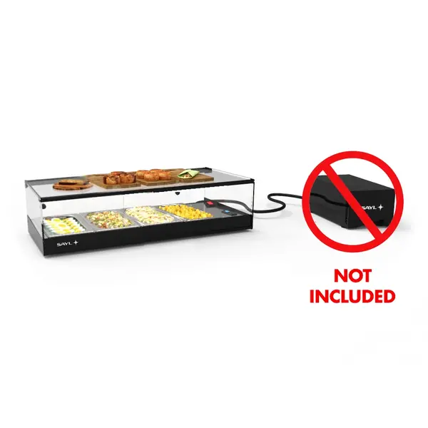 Tapasvitrine | LOGIC | Zwart | 4x 1/3 GN | +2°C/+6°C | Statisch | 1 Niveau | Externe Koeling (Excl.) | 850x385x225(h)mm