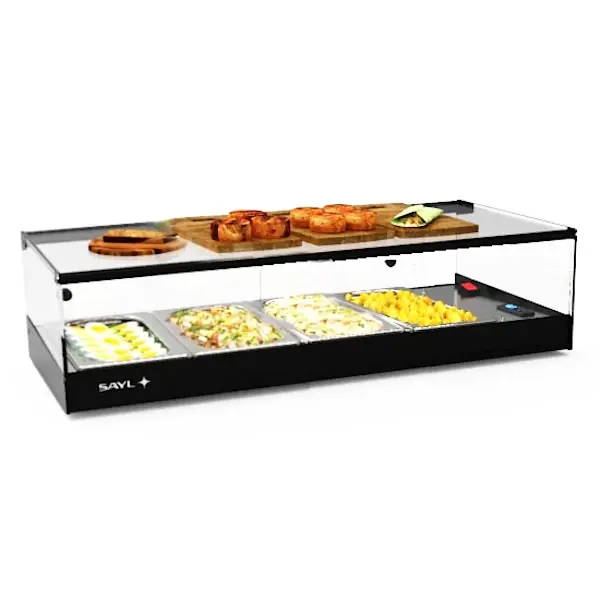 Tapasvitrine | LOGIC | Zwart | 4x 1/3 GN | +2°C/+6°C | Statisch | 1 Niveau | Externe Koeling (Excl.) | 850x385x225(h)mm