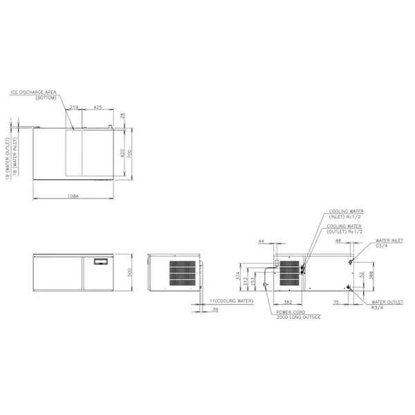 IJsblokjesmachine | IM-SERIE (UltraCUBE) | Volle Blokjes (31g) | 190kg/24u | Zonder Bunker | Watergekoeld | Stapelbaar | 1084x700x500(h)mm