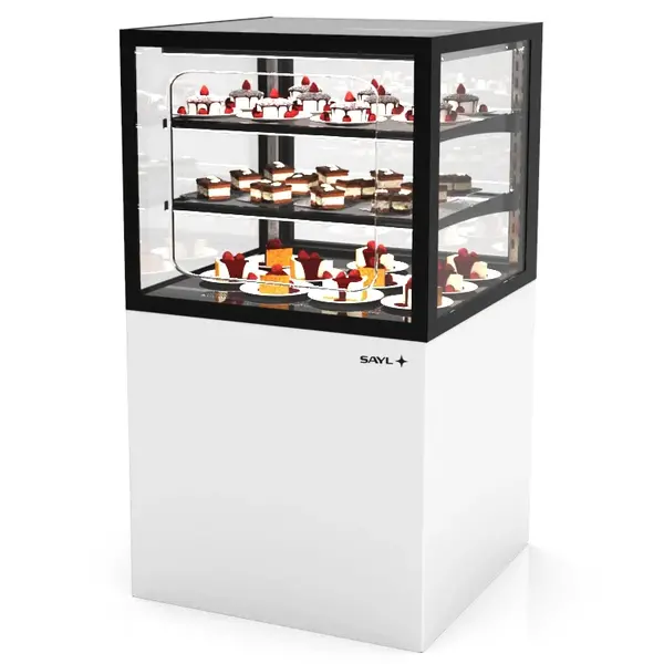 Koelvitrine | INTEGRA | Wit/Zwart | +6°C/+10°C | Geforceerd | 3 Niveaus | Zelfbediening | Touchscreen | Wielen (Geremd) | 600x600x1100(h)mm