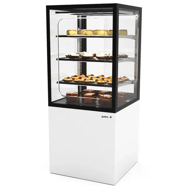 Koelvitrine | INTEGRA | Wit/Zwart | +6°C/+10°C | Geforceerd | 4 Niveaus | Zelfbediening | Touchscreen | Wielen (Geremd) | 600x600x1400(h)mm